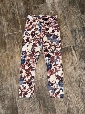 Balance Collection Plum & Ivory Watercolor Floral Eclipse Capri Leggings